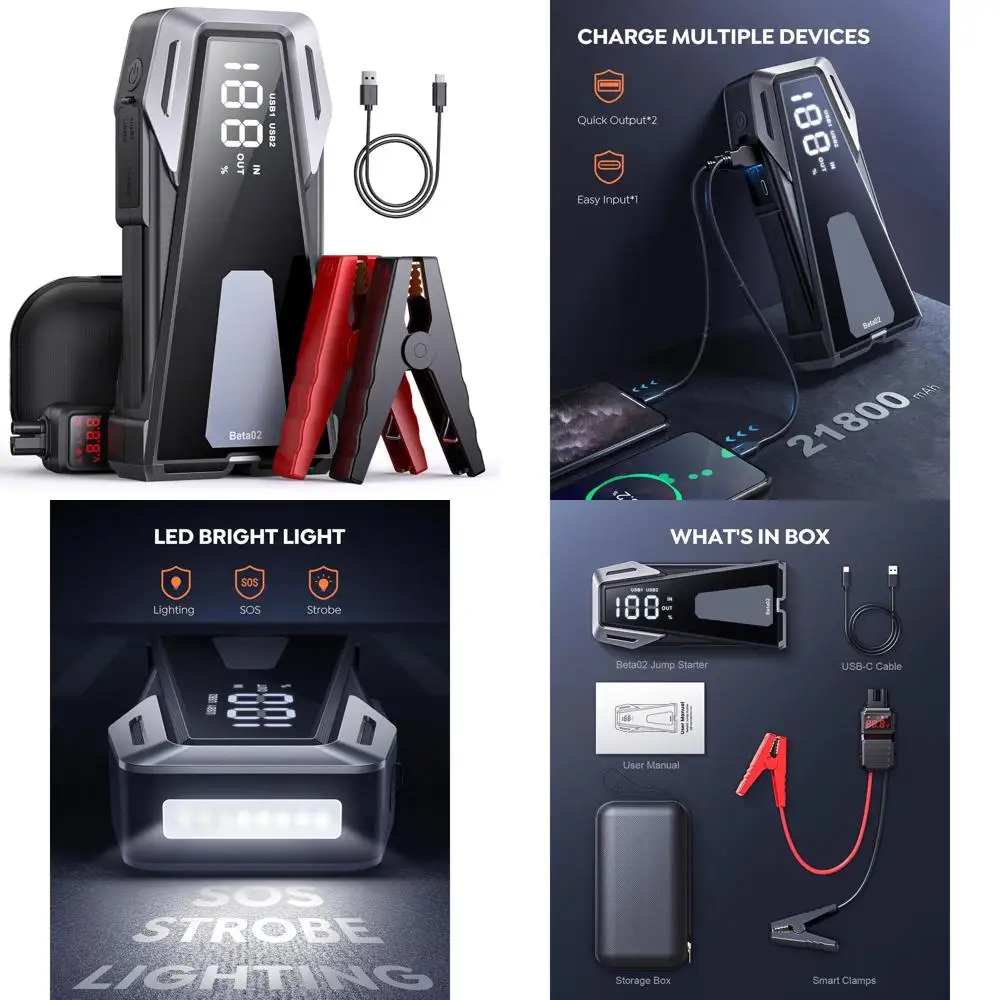 

Portable Car Battery Jump Starter 6000A 21800mAh, Car Battery Jumper Starter Portable Jumper Cables for car(8.5L Gas/8.0L Diesel