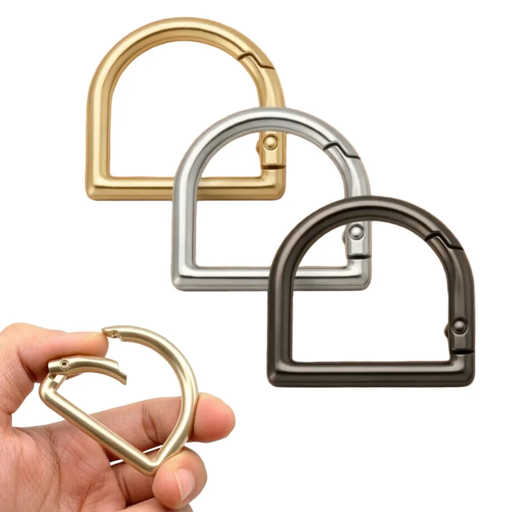 5-10 Pcs D Shape Type Spring Ring Openable Leather Bag Handbag Strap Buckle Connect Keyring Pendant Dog Chain Snap Clasp Clip  ﻿