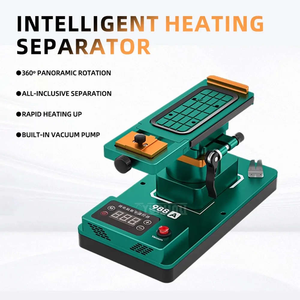 TBK988A Vacuum Rotating Separator Machine Double Pump Constant Temperature Heating Platform for Cell Phone LCD Repair & Degluing