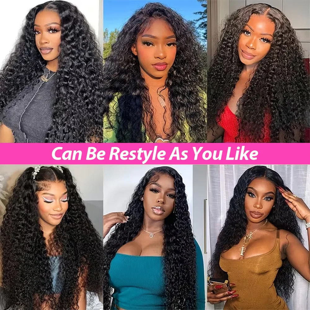 13x4 HD Water Wave Human Hair Wig 40 Inches 13x6 Pre Plucked Lace Frontal Wig Human Hair  5x5 Glueless Curly Lace Front Wig Deep Wave Hair Brazilian On Sale view 8