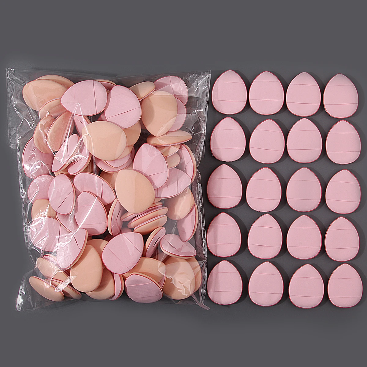 100 Stück rosa weiche Mini-Daumen-Make-up-Puderquaste, Set-Make-up, Concealer, Kissen-Fingerspitzen-Puderquaste, spezielles Gesichts-Make-up-Werkzeug