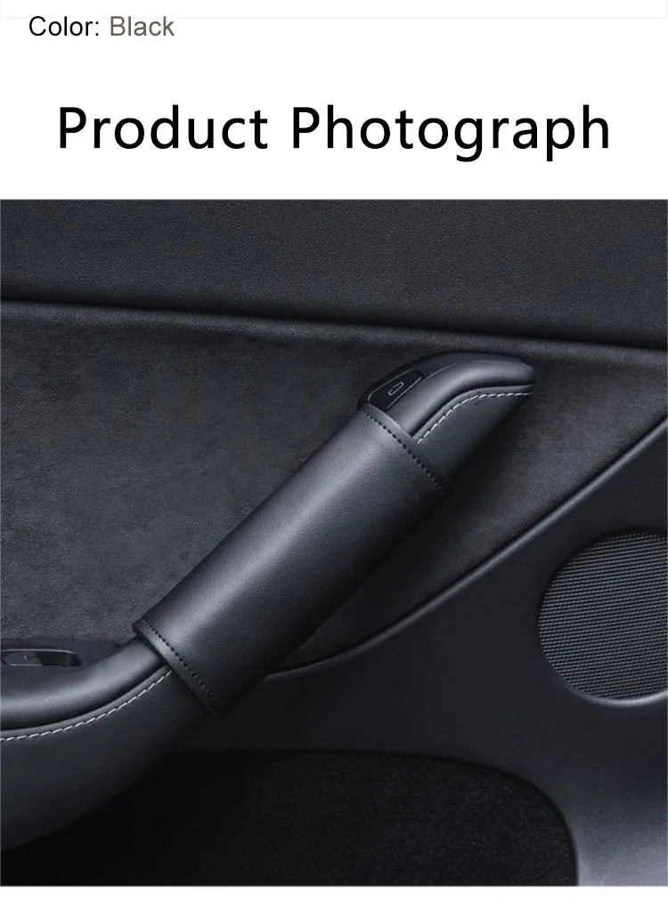 Heenvn 4-teiliger Innentürgriff-Schutz für Tesla Model 3/Y, Model 3 Highland, Model Y Juniper 2026 2025, PU-Lederhülle – Detail 8