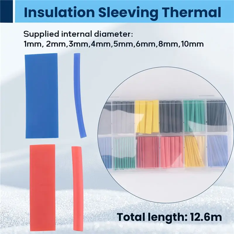 ABZL 280 Pcs Heat Shrink Tubing 2:1 Wire Sleeve Electrical Wire Cable Wrap Assorted Insulation Sleeving Thermal 5 Colors 8 Sizes