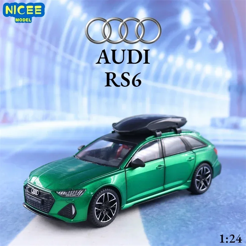 Audi RS6 Diecast Metal Alloy Model Car para crianças, alta simulação, som e luz, coleção Pull Back, presentes de brinquedo, A572, 1:24