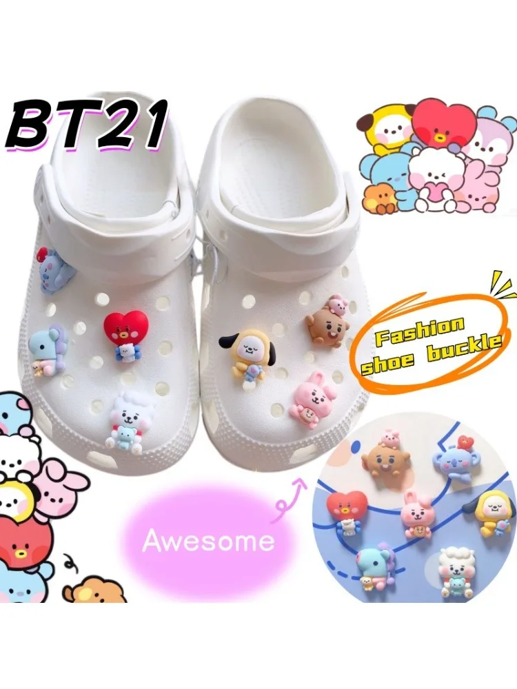 BT21 Cooky Hole DIY Kreatives Zubehör Cartoon Niedliche Shooky Mang Chimmy Schuhschnalle 3D Schuhblumen-Dekoration Abnehmbares Geschenk