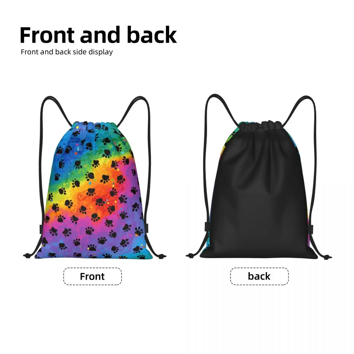 Colorful Animal Footprint Dog Paw Prints Drawstring Bag Men Women Foldable Sports Gym Sackpack Training Backpacks