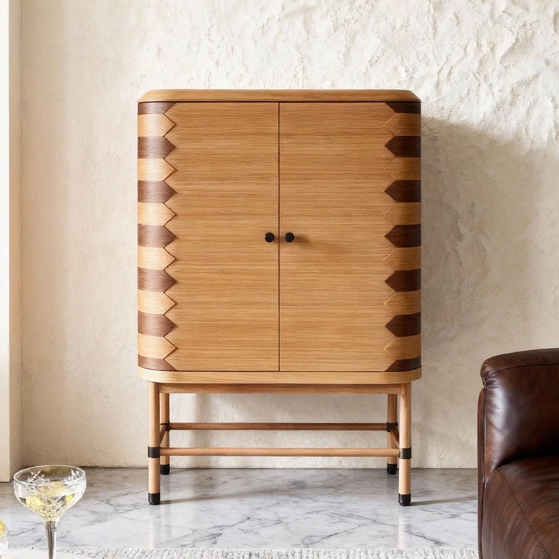 

LTT light luxury solid wood wine cabinet, antique luxury restaurant, storage against the wall, side cabinet