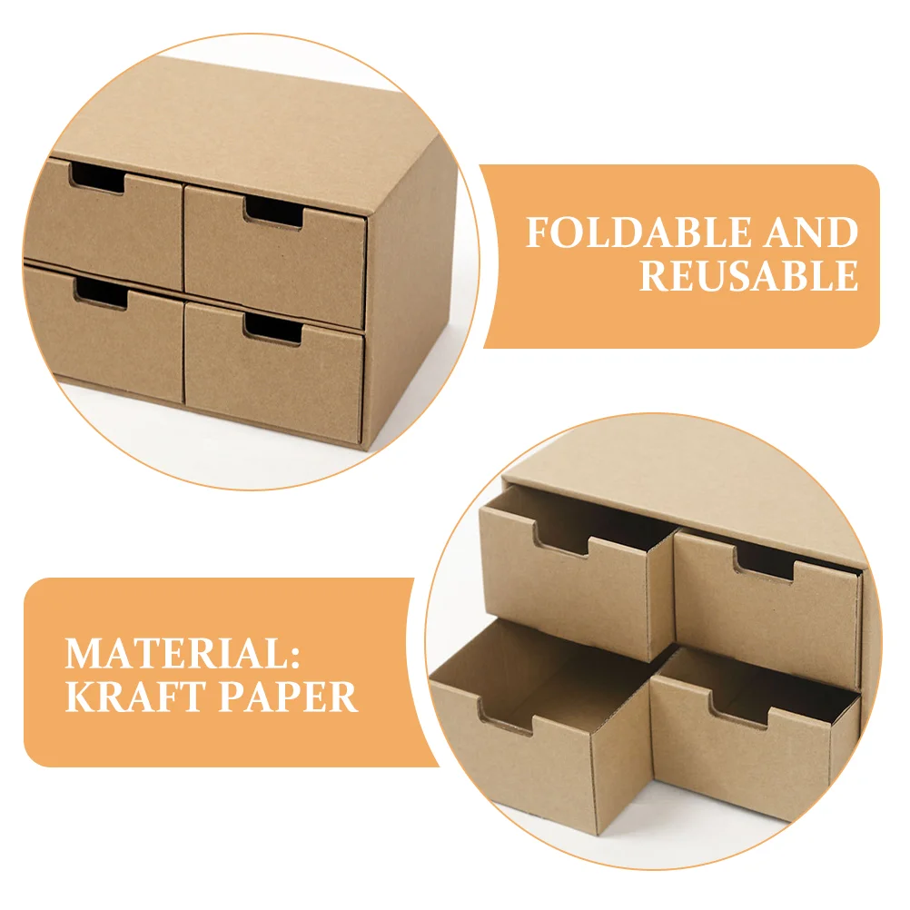 Caixa de armazenamento de mesa gavetas organizador caixas de escritório arquivamento armário organizadores papel kraft