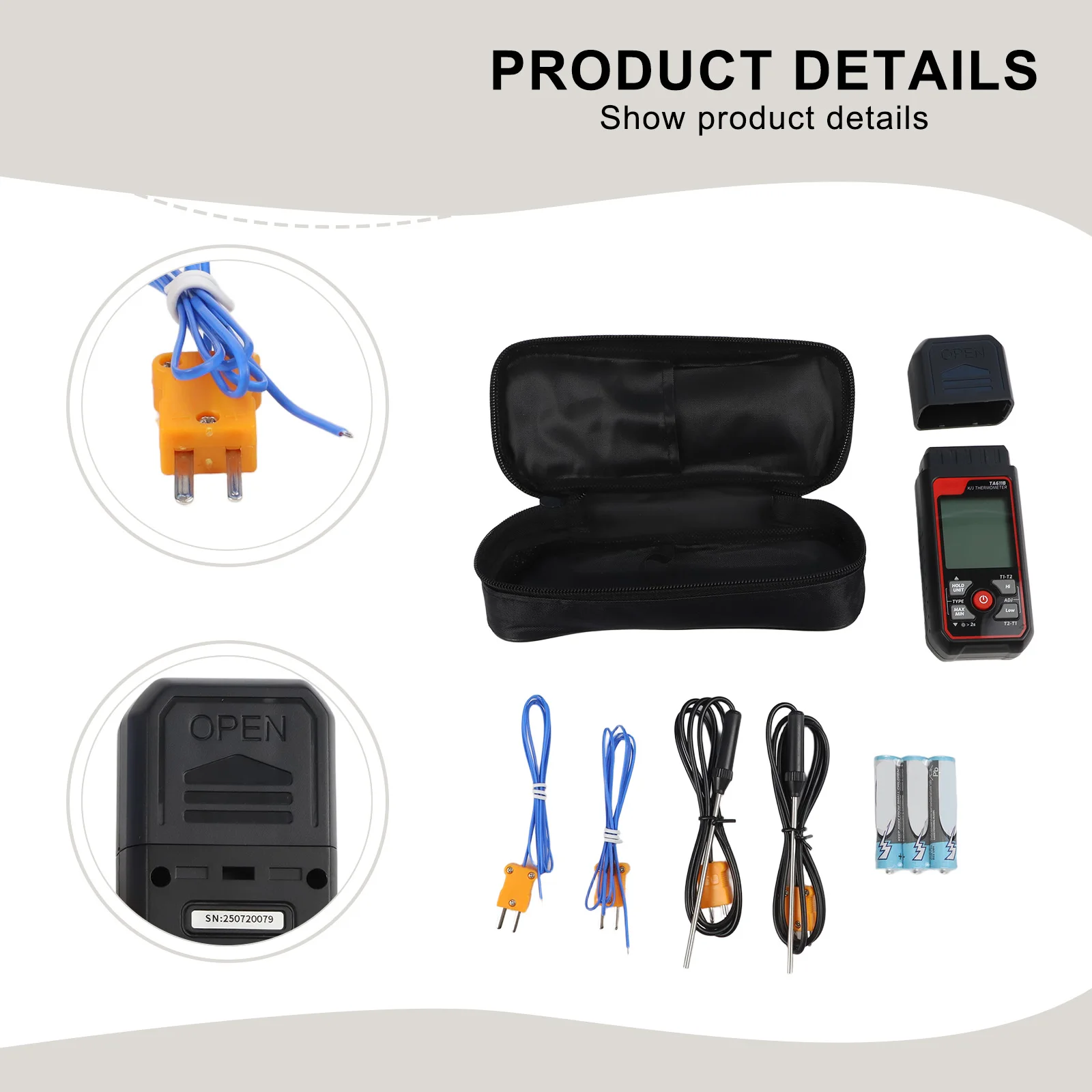 Dual Channel Digital Thermometer -328 to 2501°F with K-Type & Bead Probes for Industrial Lab Temperature Measurement Accuracy