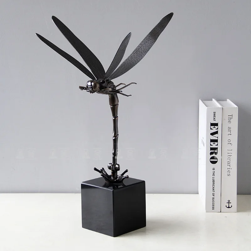 high-quality copper dragonfly, dot water, creative art ornaments, model room, hotel living room, study, entrance table