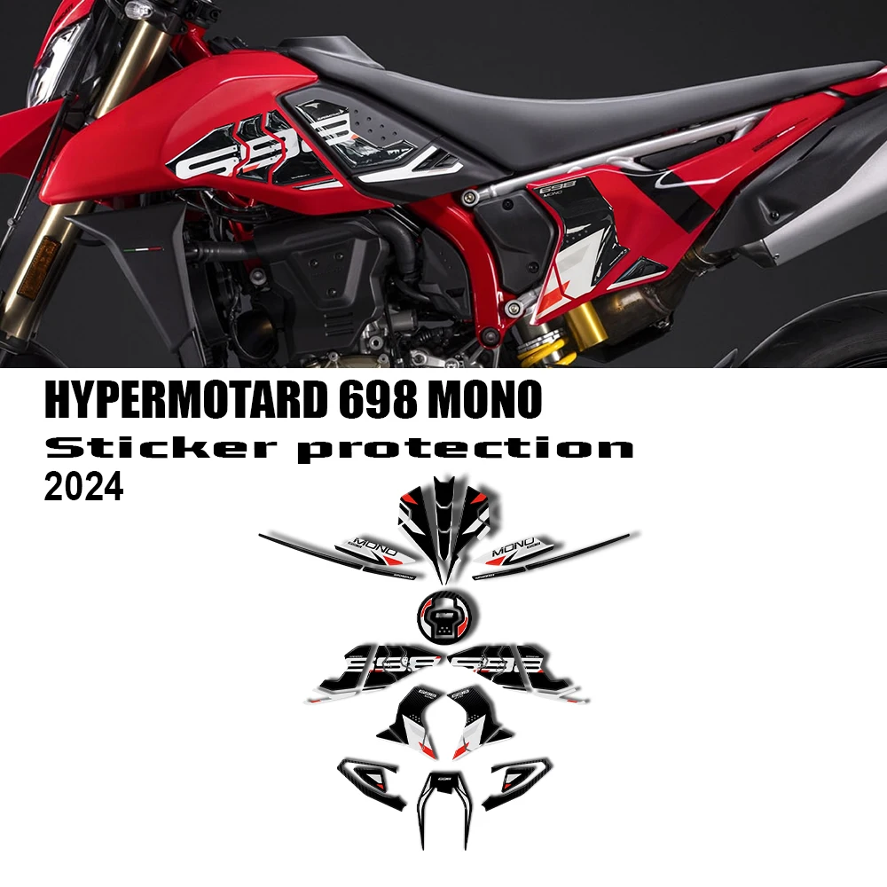 3D Effect Gel Resin Sticker Kit Compatible with For Ducati Hypermotard 698 Mono Motorcycle