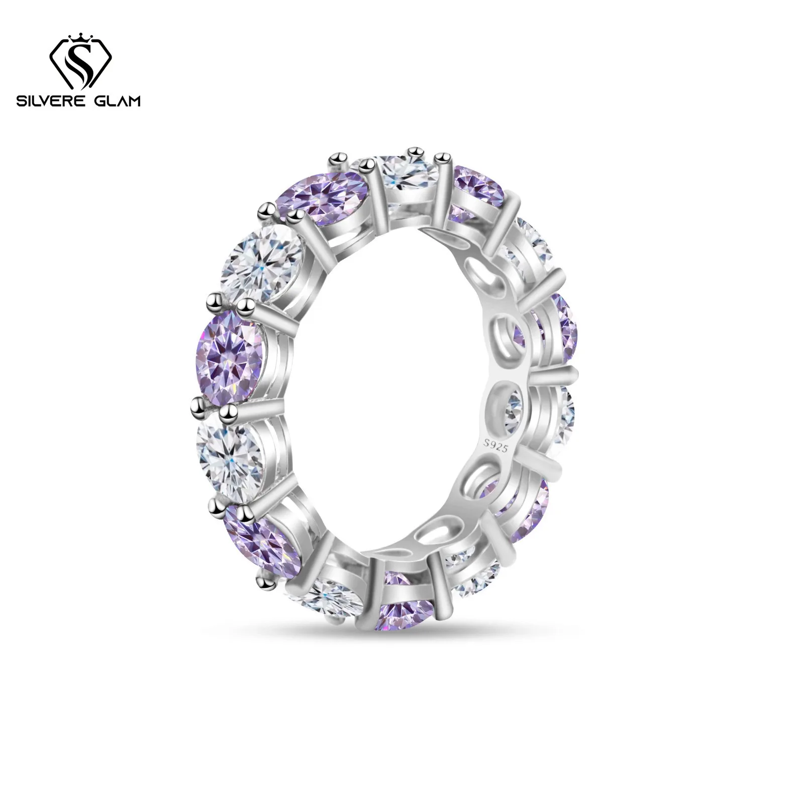 رائجة البيع S925 فضة خاتم 0.5*14CT D اللون مويسانيتي تألق غرامة مجوهرات خاتم للنساء هدايا حفلات الزفاف #2