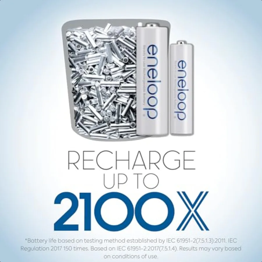 Eneloop BK4MCCA6BA AAA 2100 دورة NiMH بطاريات قابلة للشحن مسبقًا 6 بطارية
