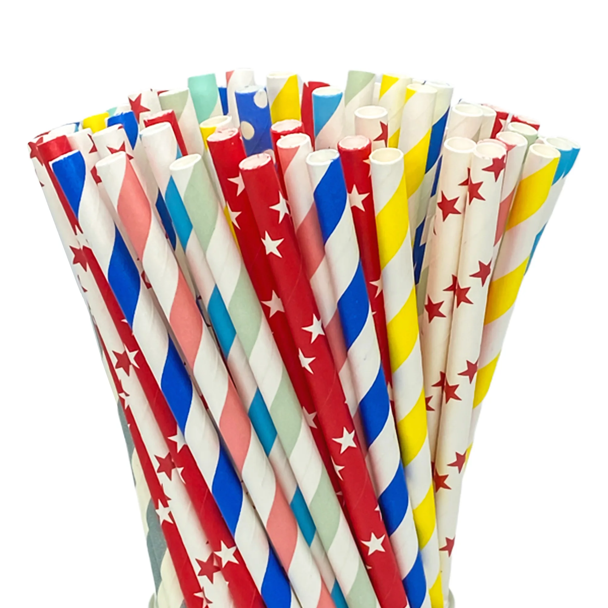 100 Pcs Biodegradable Mixed Color Paper Straws Bulk, Creative Party Birthday Wedding Decoration Supplies.