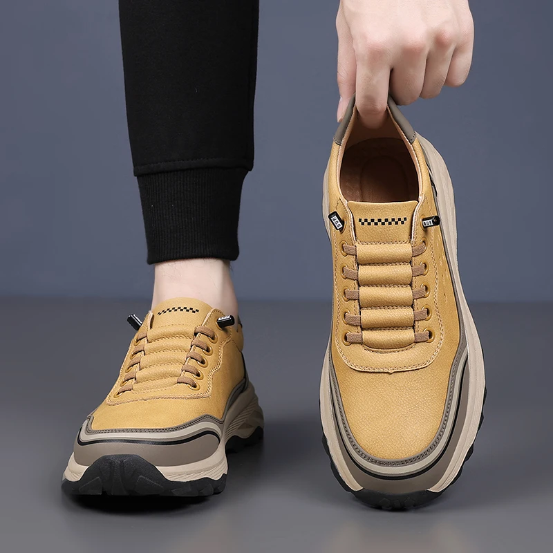 حذاء المشي لمسافات طويلة للرجال في الهواء الطلق يسمح بمرور الهواء ومضاد للانزلاق ومقاوم للاهتراء حذاء المشي لمسافات طويلة خفيف الوزن ومريح برباط كاجوال