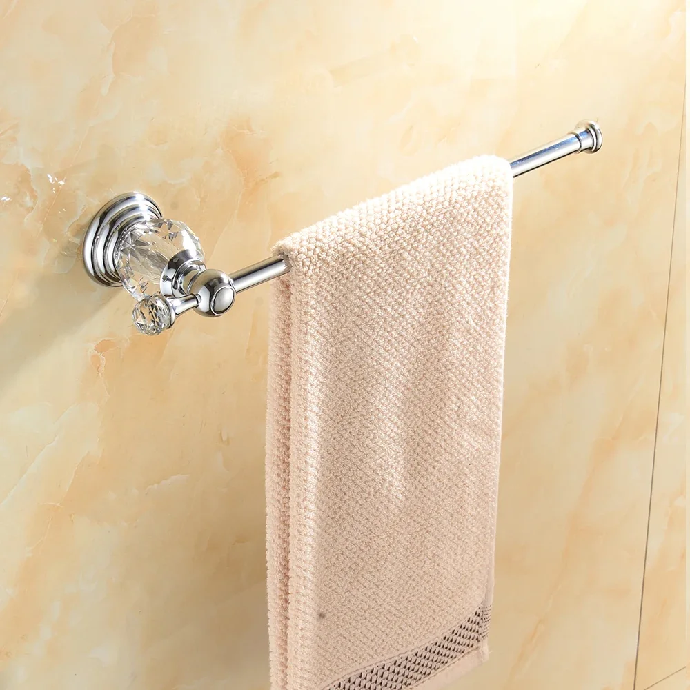 Bathroom Accessories set Brass Shower Shelf  Toilet Paper Holder Silver Crystal Wall Mounted Towel Bar Toilet Brush Holder
