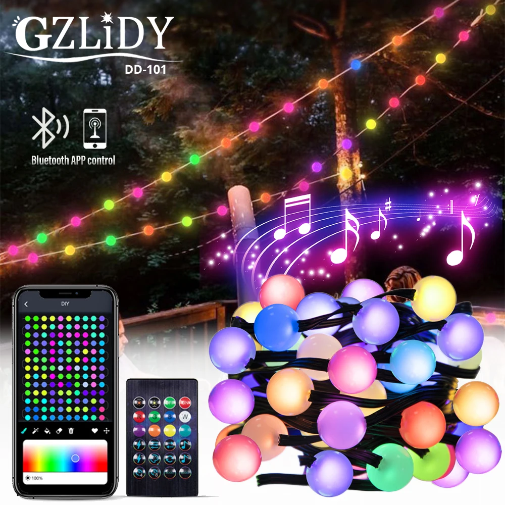 5M 10M String Light Garland Lights APP Smart Control Symphony Light Leather Line Lamp String Garden Christmas Decoration Lantern