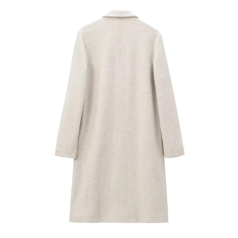 Damen-Stil, lockerer Kragen, Knopfdekoration, weicher Mantel, Winter, neues Produkt, einfarbig, mittellanger Mantel