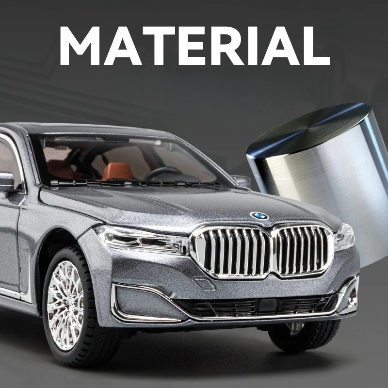 โมเดลรถอัลลอย BMW 760LI ขนาด 1/24 พร้อมเสียงเสียดสีและแสง ของเล่นเด็ก ของตกแต่งสะสมในร่ม TikTok