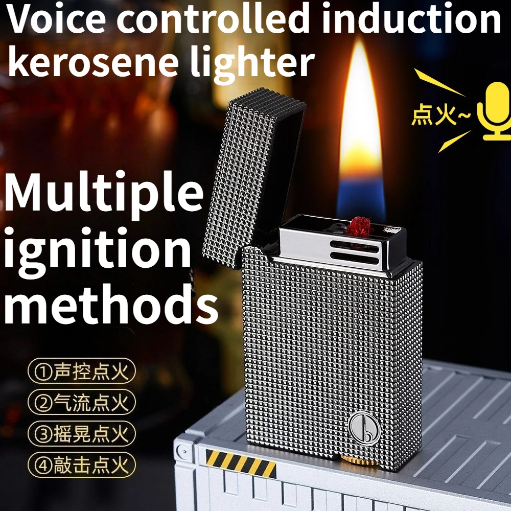 

Multiple Ignition Methods Five Sided Intricately Carved Paris Nail Intelligent Voice Controlled Lighter Gift for Men