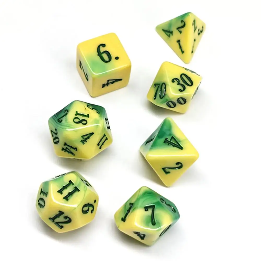 Entertainment Games Cheap Price DND Dice Set Acrylic Blend Color 7Pcs/set Board Games Role-playing Dice Set Digital Dice Games view 3