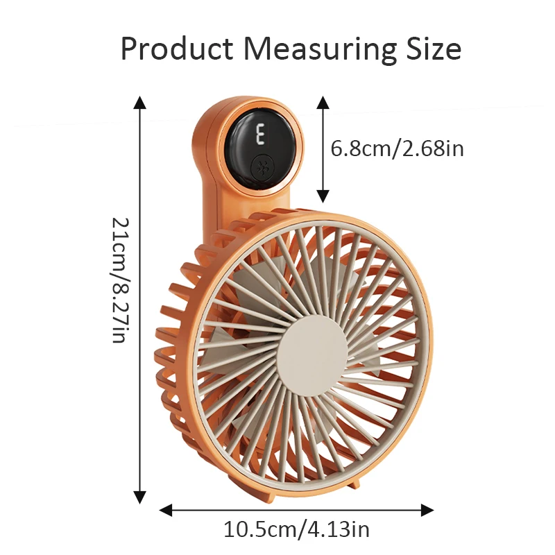 Ventilador de mão recarregável com display digital LED, ar condicionado portátil, 180 ° ajustável, ventilador dobrável, 3 engrenagens, novo, 2024