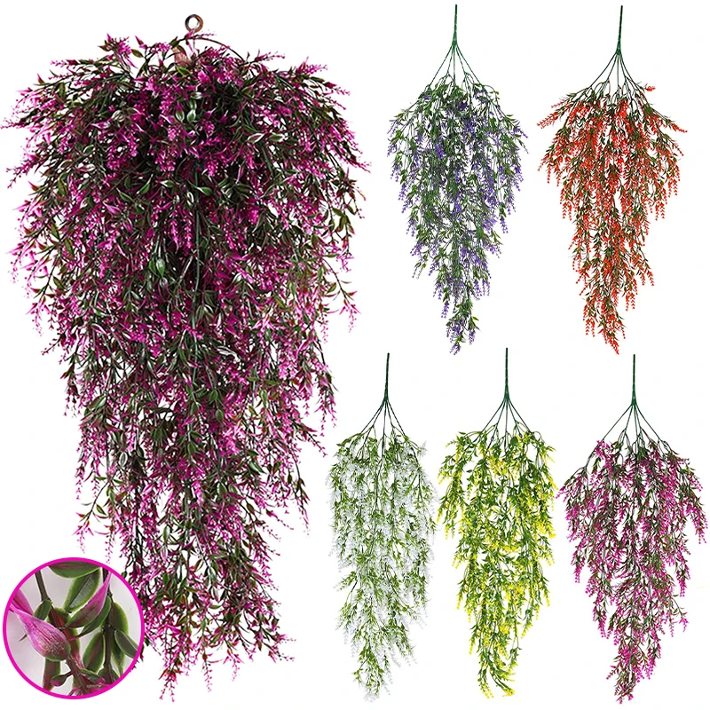 

1pc Hanging Plants Artificial Lavender Plants Fake Shrub Plastic Plant for Wedding Farmhouse Office Garden Patio Home Decoration