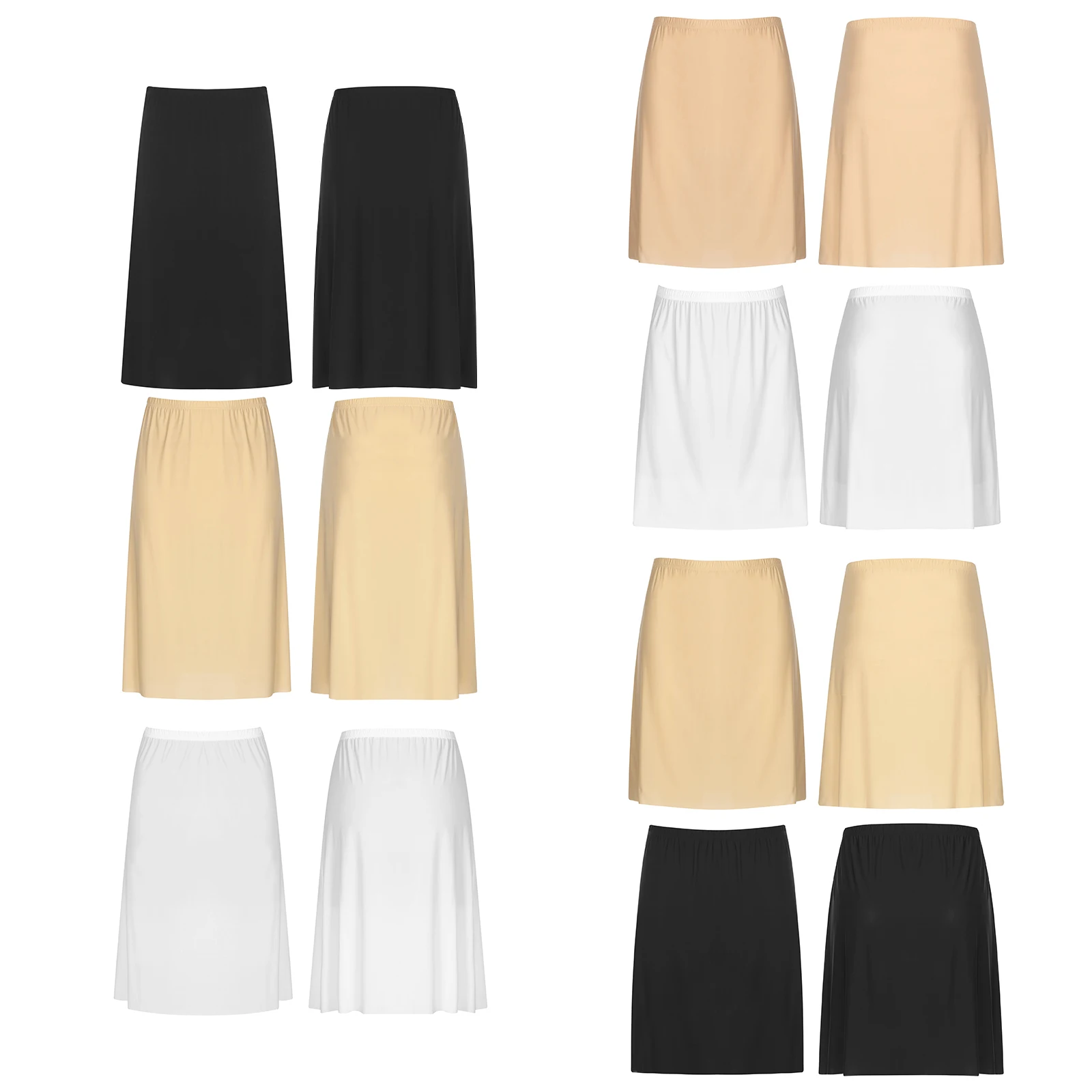 Summer Half Slips Dress Petticoat for Women High Waist Elastic anti-penetration Underskirt Seamless Anti-slip Lining Skirt