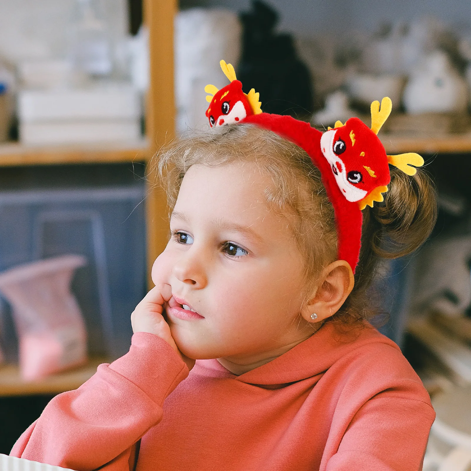 

Year of The Dragon Headb Red New Year Hairb for Adults Children Party Accessories Holiday Headdress Dragon Horns