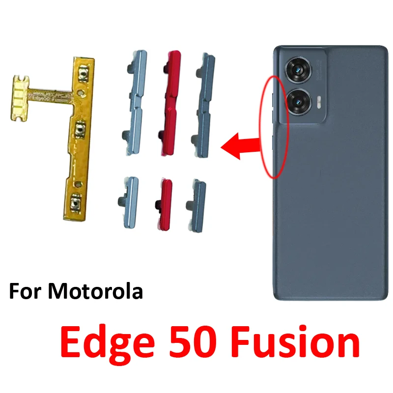 Phone Power Volume Button For Motorola Moto Edge 50 Fusion New On Off Up Down External Side Key Flex Cable Parts Blue Pink