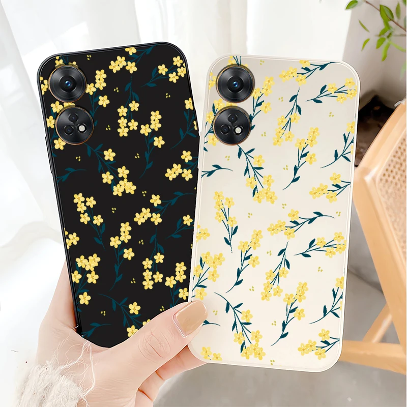 زهرة اللوحة جراب هاتف ل ممن لهم رينو 8T 4G 5G 13 برو 14F 12 F19 برو 5F 6 لايت 7 لينة سيليكون ماتي للصدمات غطاء من البولي يوريثان #6