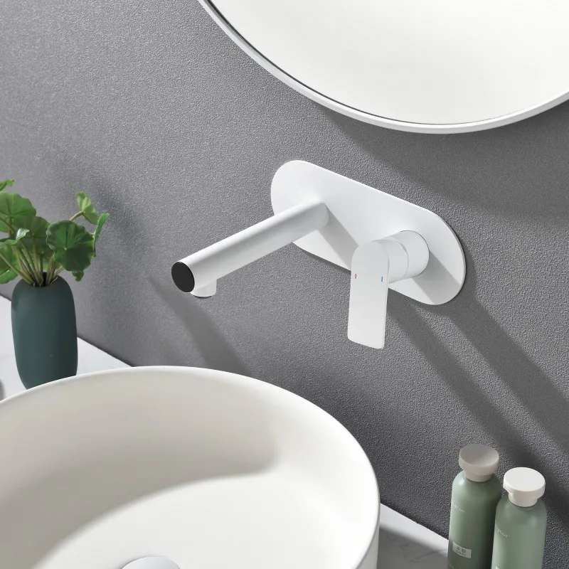 Geheel Koperwit Digitaal Display Bassin Ingebedde Kraan Ingebed Verborgen Verborgen Inter-Platform Bassin Kraan