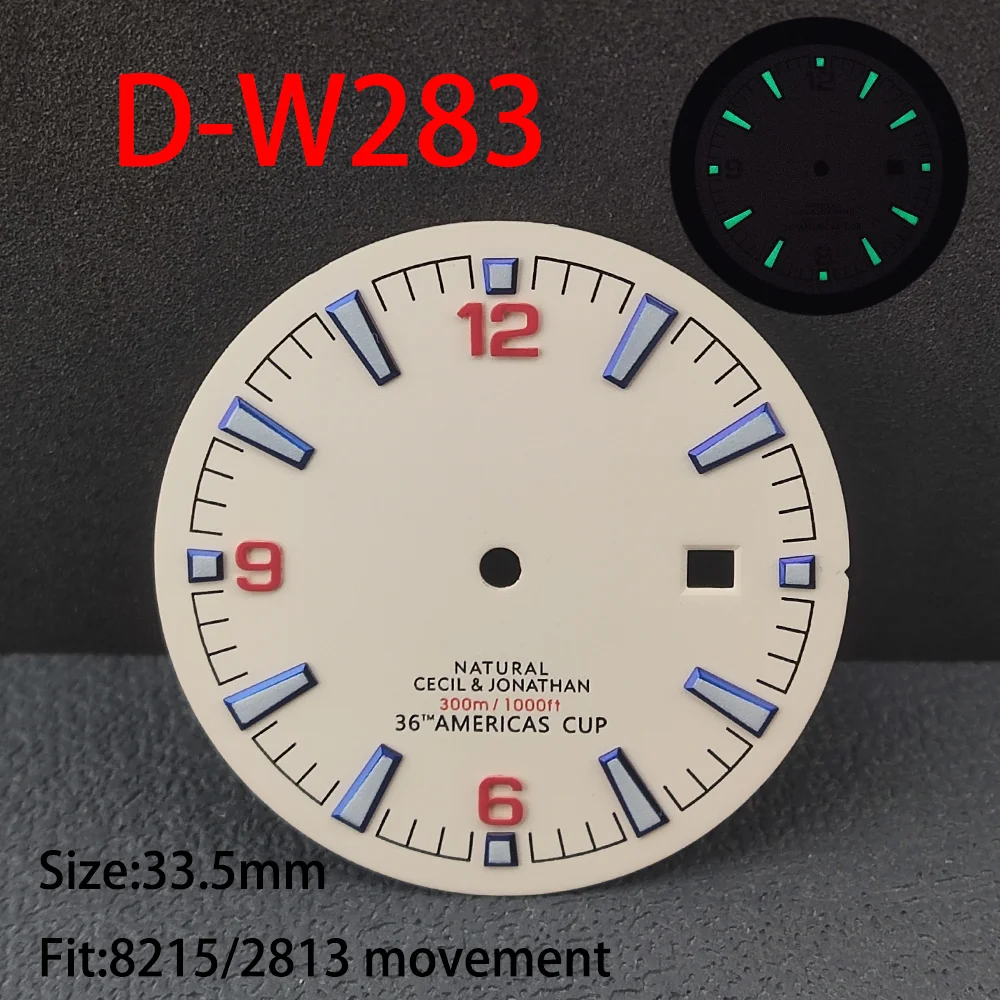 Customizable logo 33.5mm watch dial, single calendar illuminated dial suitable for 8215/2813 movement replacement accessories