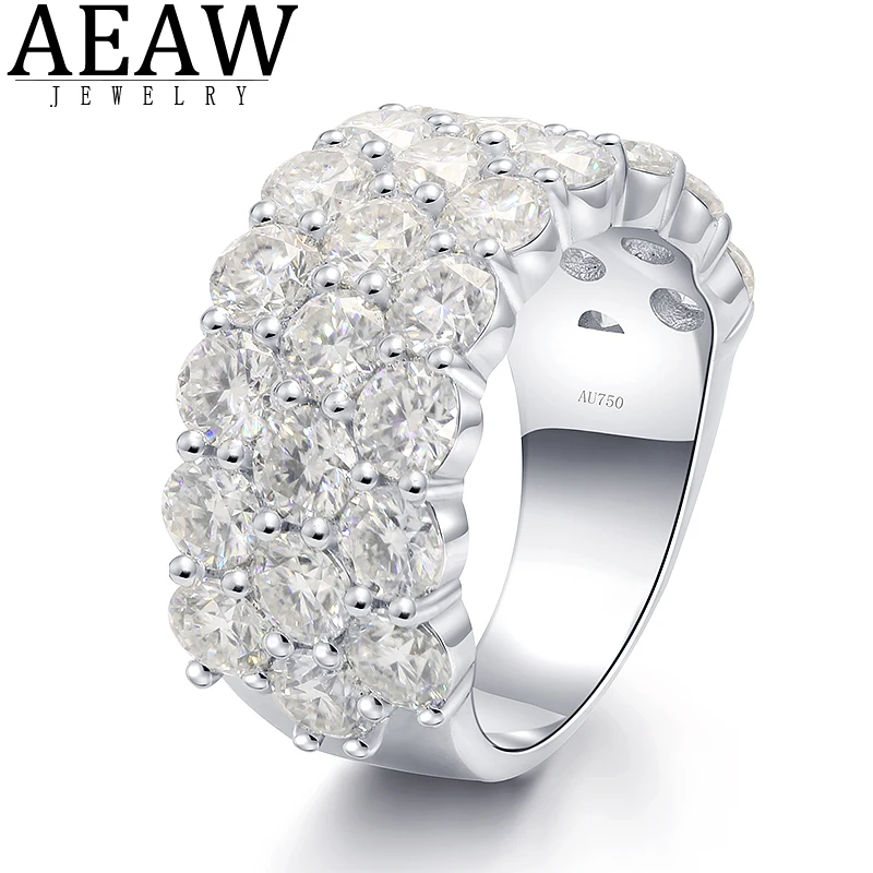 AEAW-banda de compromiso de moissanita para hombre, anillo de oro blanco de 10K, regalo de fiesta, Color DF, VVS 8.4ctw