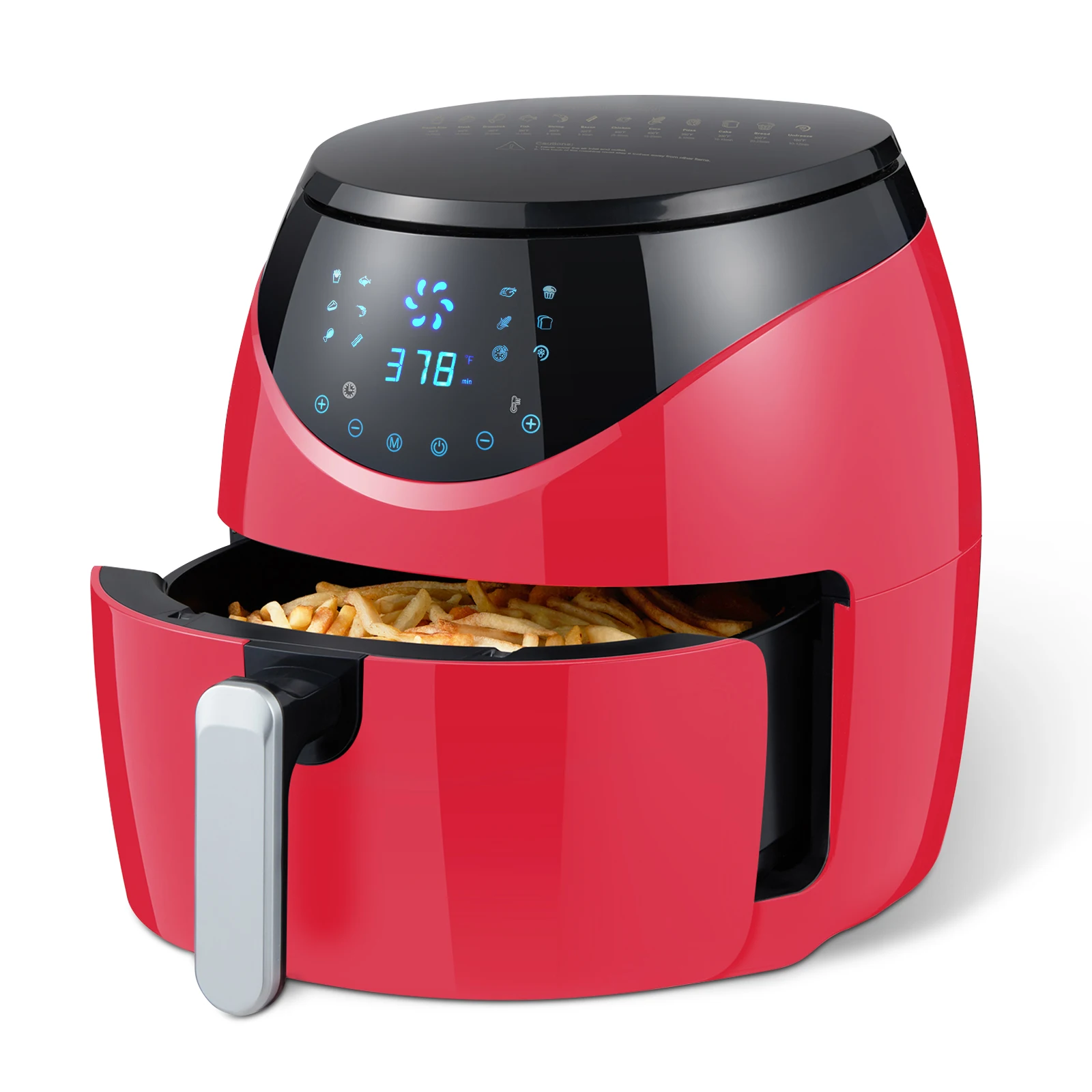 فرن مقلاة هوائية سعة 6.5 لتر 12 في 1 XL - مقلاة هوائية ساخنة كهربائية بحجم عائلي سعة 7 لتر مع كتاب الطبخ