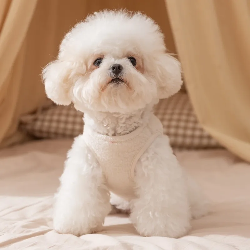 

Cozy Fleece Dog Vest Two Leg Sherpa Warm Thick Soft Snap Button Bear Embroidery Puppy Clothes For Small Dogs Bichon Poodle Teddy
