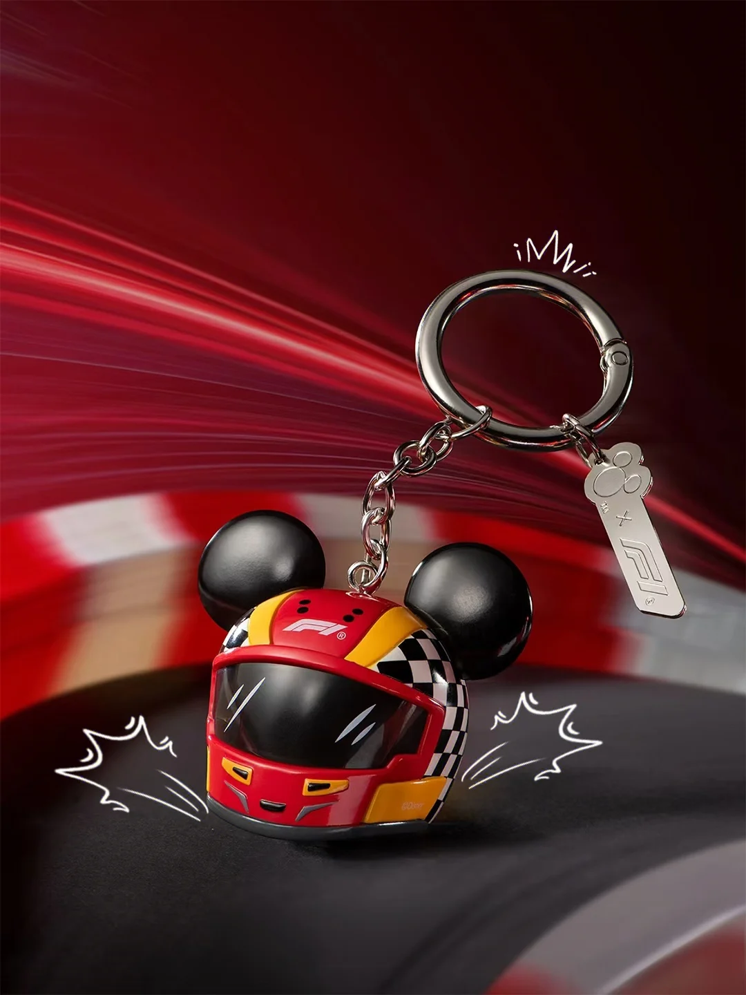 

Disney Mickey Mouse F1 Collaboration Series Racing Helmet Shape Keychain Cute Cartoon Car Style Pendant Hanging Ornament