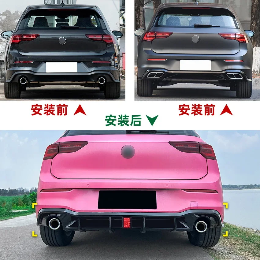 For VW Golf Mk8 Golf 8 GTI R-Line 2019-2024 Car Rear Valance With LED Light Rear Bumper Spoiler Splitter Modification Covers view 2