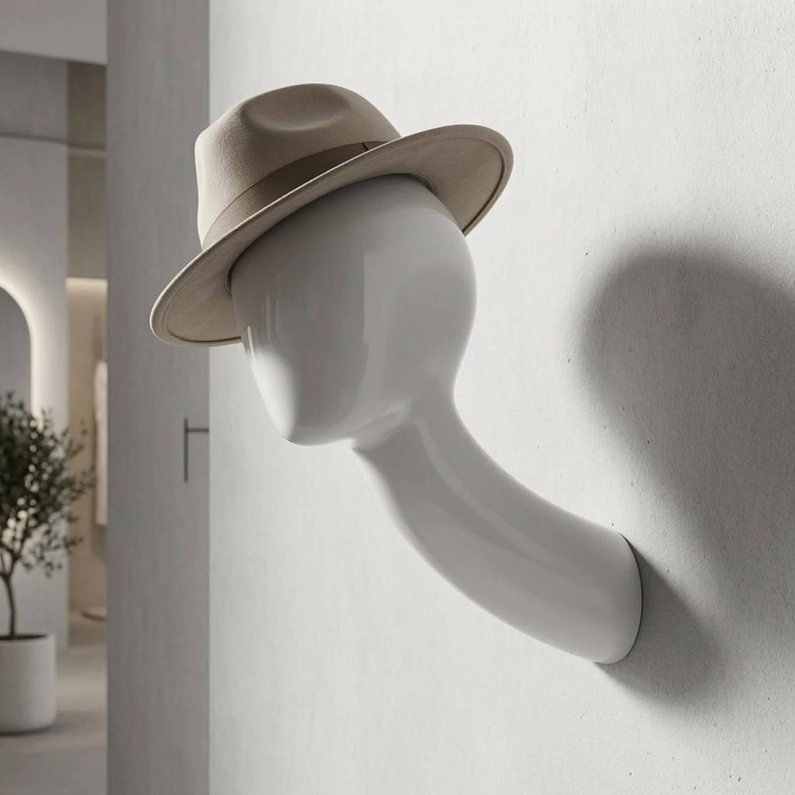 

Wall-Mounted Mannequin Head Long Neck Hairpiece Display Head Hat Display Form Space Saving Wall Mounted Hairpiece Holder Easy To