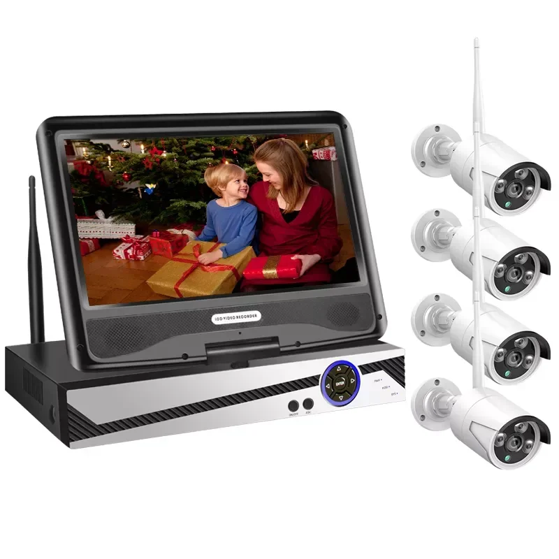 

Комплект видеонаблюдения Eseecloud IP65 с водонепроницаемым 10,1-дюймовым монитором, 4-канальной беспроводной IP-камерой 1080P и Wi-Fi