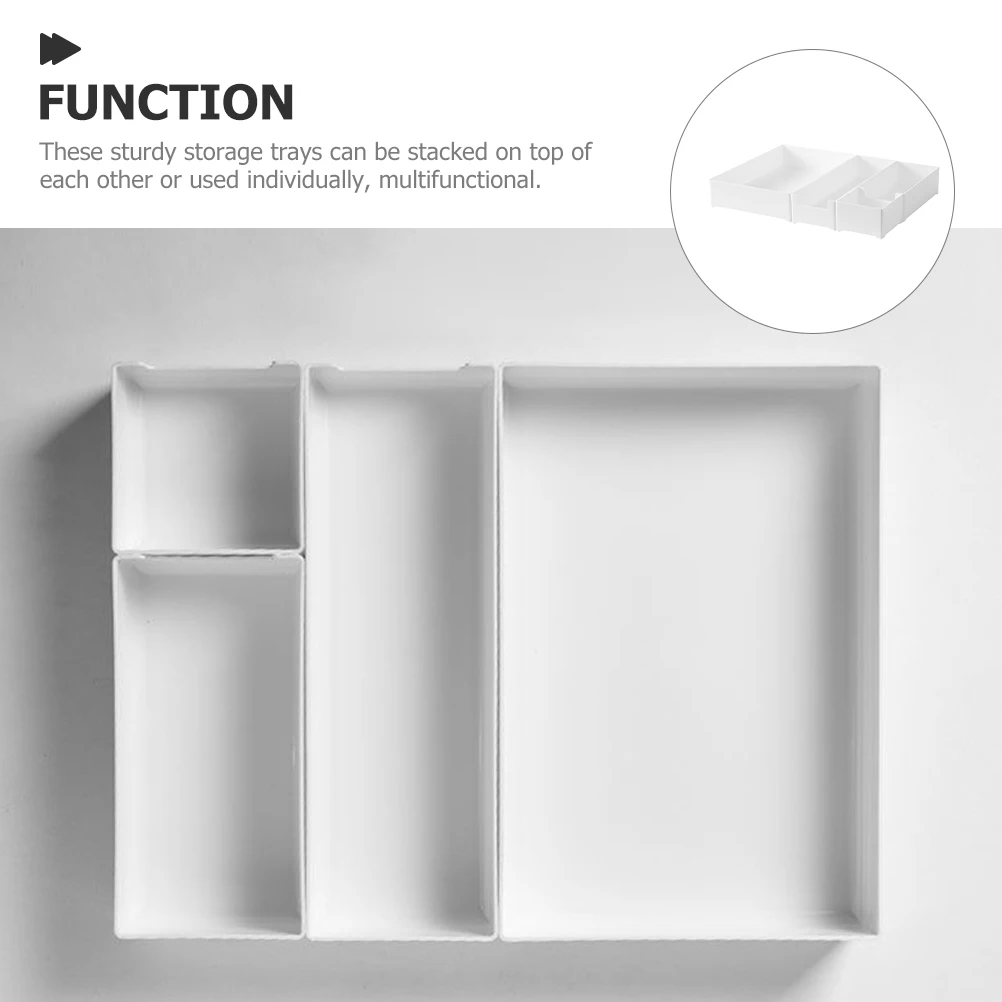 

4 Pcs PP Storage Box Set Drawer ganizer Trays Plastic Household Office Vanity Bedroom Bathroom Desk Containers for Cosmetics