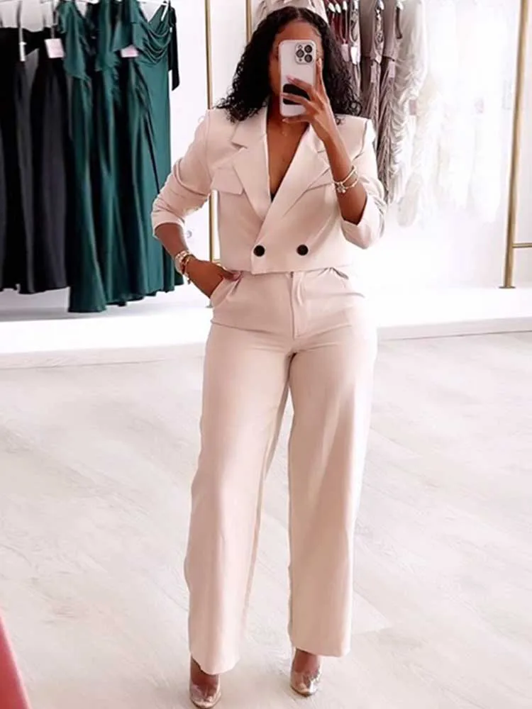 Pants Set 2 Pieces Womens Outfits Elegant Long Sleeve Blazer Trousers Suit Vintage Fashion Autumn Clothes New in Matching Sets