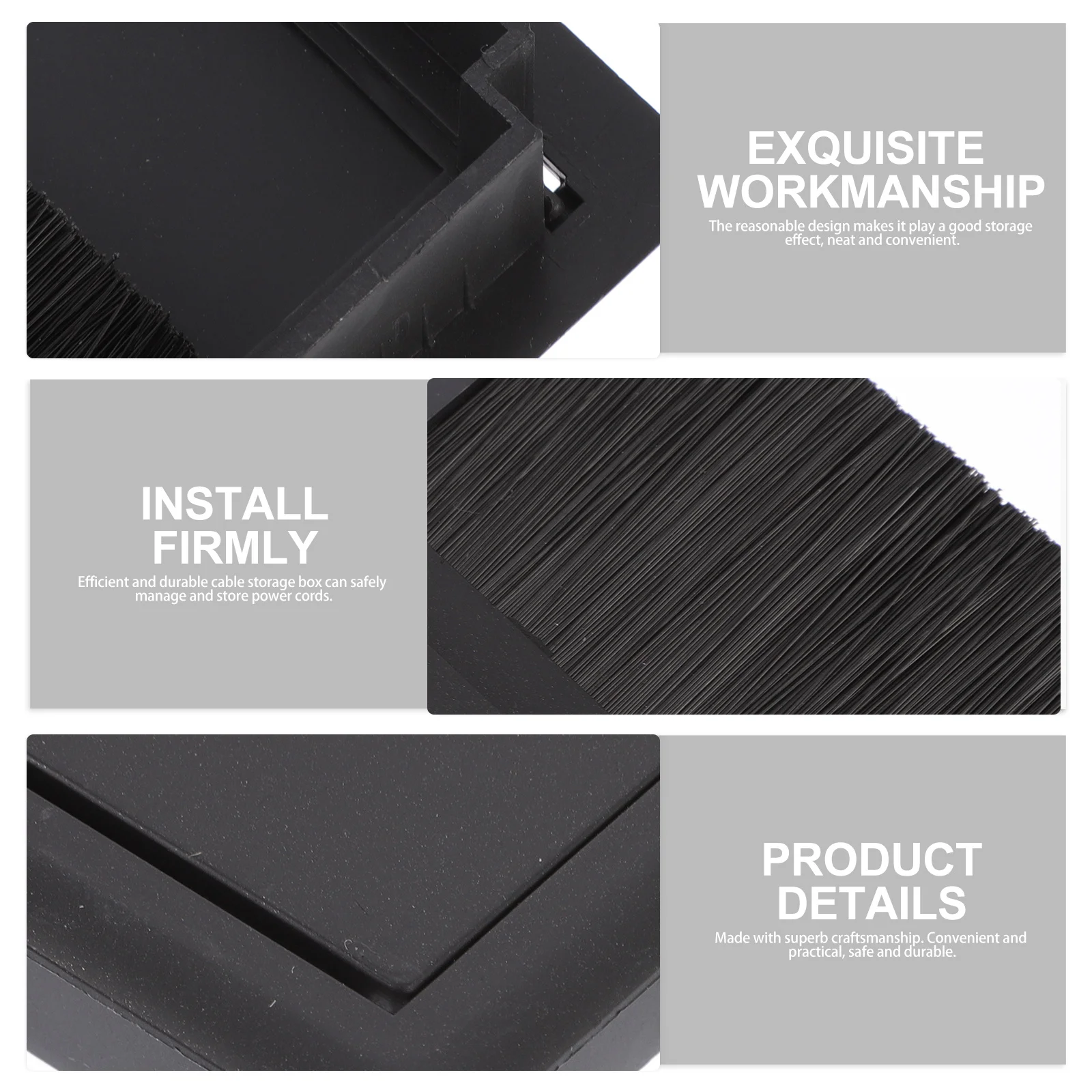 Cubiertas de agujeros para cables de escritorio, organizador de cables a prueba de polvo con diseño de cepillo duradero ABS para decoración del hogar, mesa de ordenador de oficina, 4 Uds.