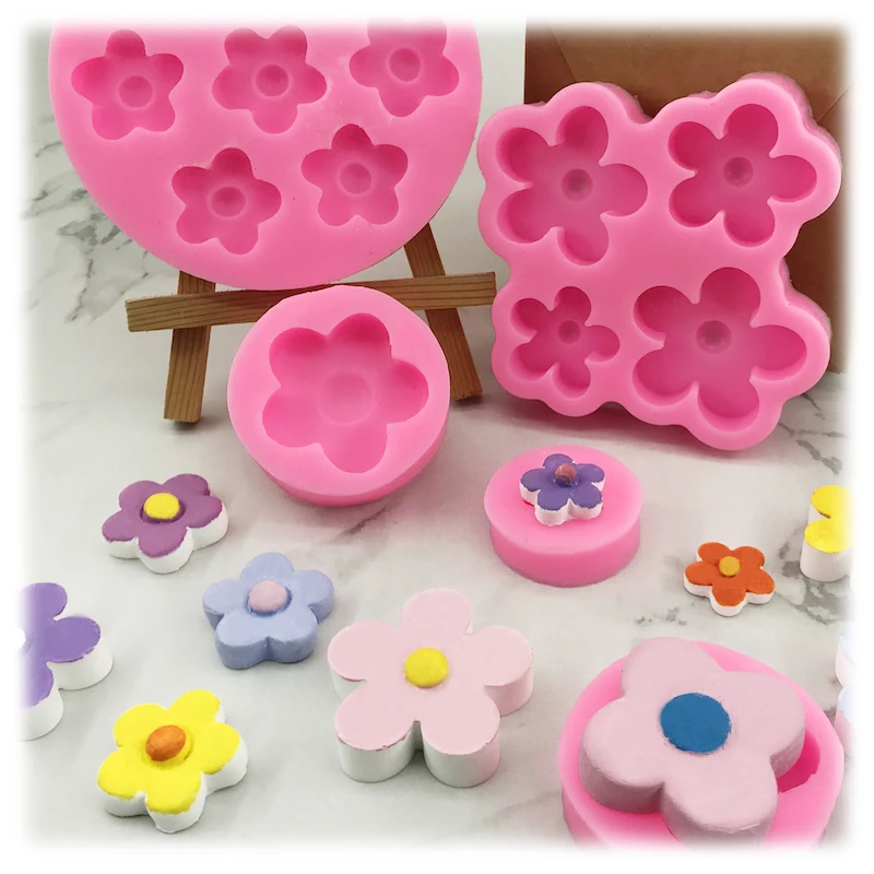 Kinds Cartoon Flower Soft Silicone Mold Sakura Cake Fondant Mold Wedding Cupcake Food Candy Chocolate Decoration Baking Tool