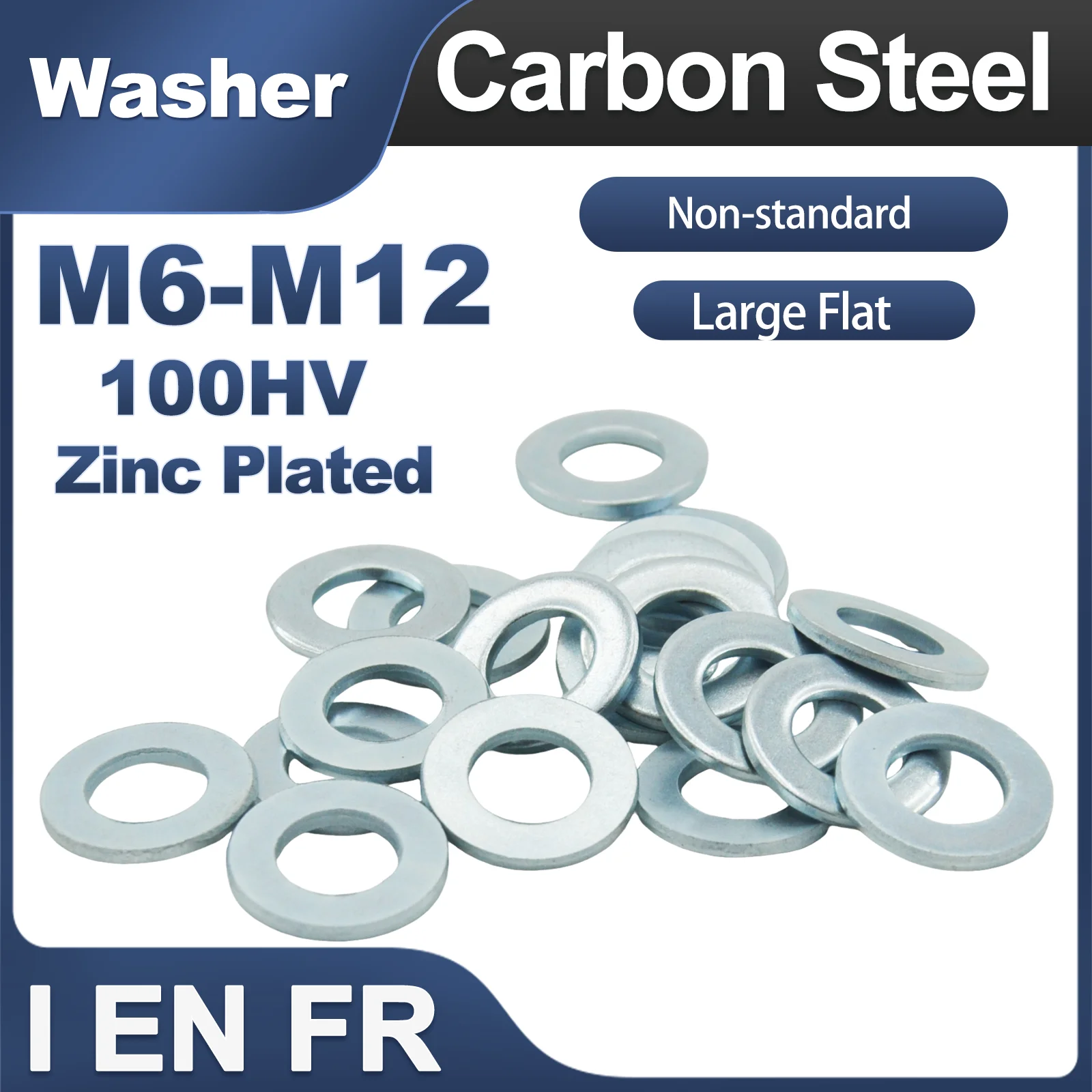 M5 M6 M7 M8 M10 M12 M14 Carbon Steel Galvanized GB97 Non-standard Plain Washer Flat Gasket Shims for Cylinder Car Accessories