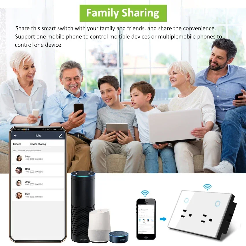 Melery Zigbee Tuya US Electrical Plug Outlet Smart Wall Power Monitoring Socket Glass Panel Wireless Remote by Alexa Google Home