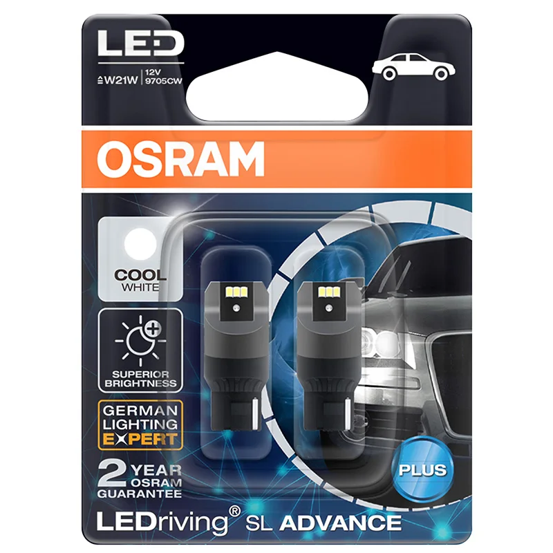 OSRAM Genuine Upgrade T20 W21W LEDriving SL Advance 7440 9705CW 12V 2.5W Car Brake Stop Turn Signal Reverse LED Light Bulb Pair