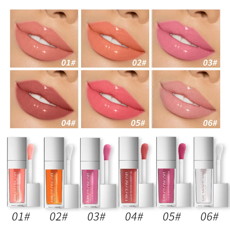 Óleo hidratante labial gelatinoso, Gloss labial rechonchudo, maquiagem cristal, brilho rechonchudo, Plumper labial colorido, ferramenta de maquiagem sexy, 6ml, 1 pc