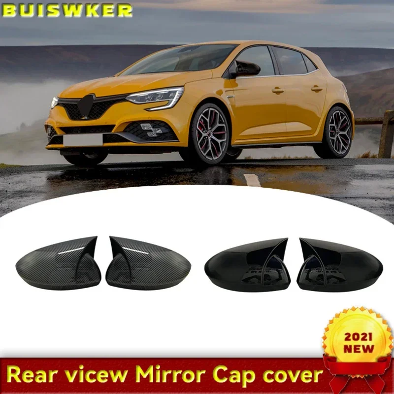 Bat Design Mirror Cover for Megane 4 IV Renault 2016-2021 Car Accessories Piano Black Tuning Auto Sport Bat Design RS Side