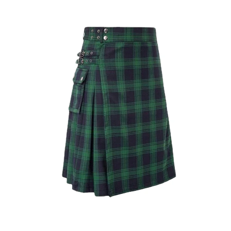 Męska krótka spódniczka Tradycyjna górska tartan Praktyczny kilt Męska spódnica Vintage Kilt Szkocja Gothic Punk Fashion Kendo Pocket